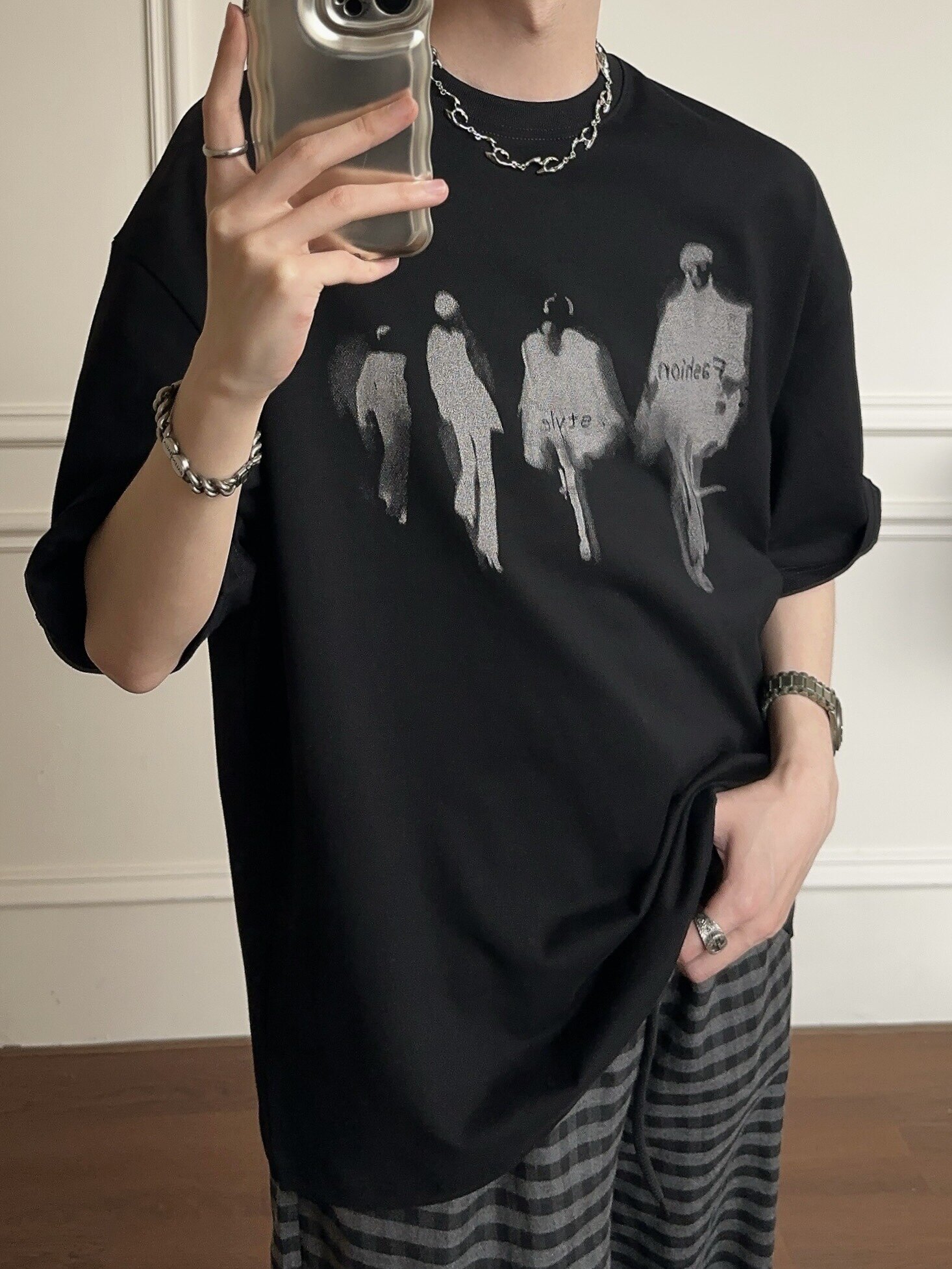 thumbnail for Dig1 Club 美式高街重影人物印花设计夏季宽松休闲纯棉T恤短袖潮