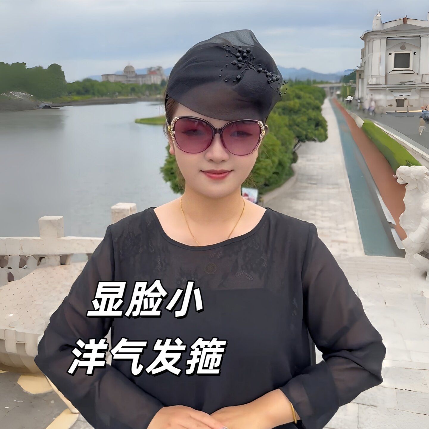 头饰发箍女洋气日常外戴发夹中老年遮白发显年轻拍照出片半帽发箍