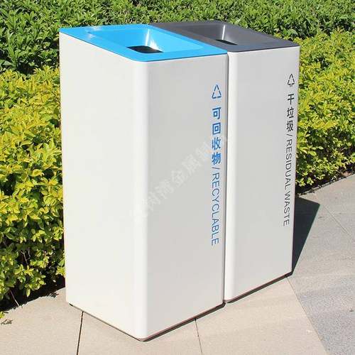 室内不锈钢分类垃圾桶方形直投口金属果皮箱喷塑商场立式垃圾箱