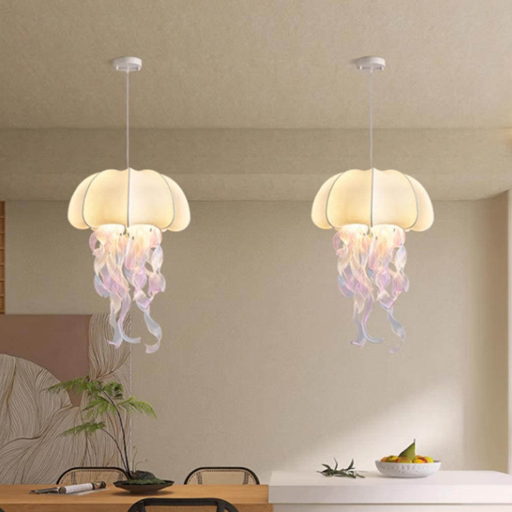 法式奶油风创意水母餐厅吧台吊灯个性艺术蚕丝布艺酒店民宿卧室灯,家装灯饰光源,酒店/宴会厅/餐饮吊灯,淘宝优惠券,粉丝福利购,淘宝优惠卷