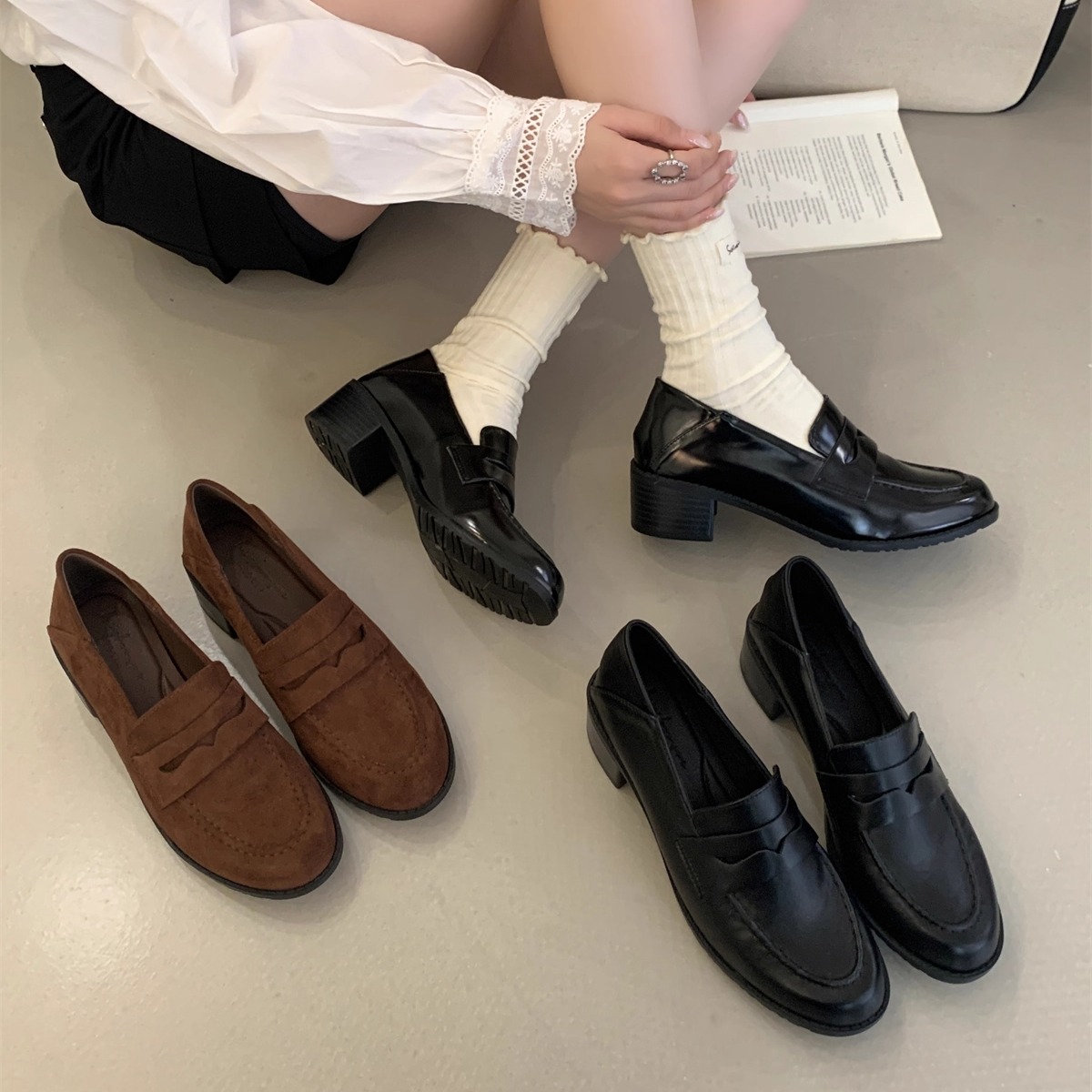 英伦风黑色jk通勤乐福鞋女鞋