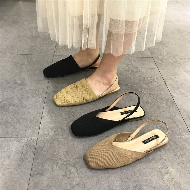 包头凉鞋女平底平跟编织布透气舒适时尚韩版方头百搭学生2019夏天|ruв категории Женская обувь, сандалии - от Buy2taobao.com для оказания профессиональной услуги покупки агента Taobao