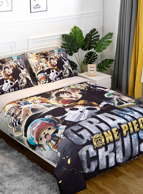 定制四件套海贼王卡通动漫儿童男孩路飞三件套被套学生宿舍