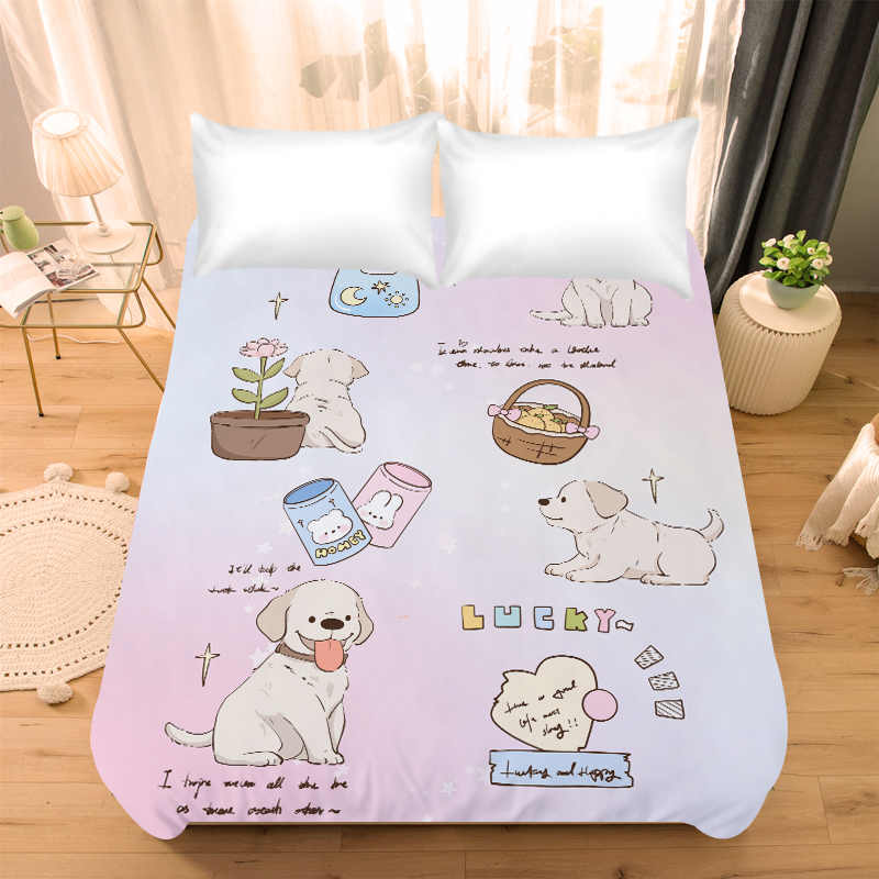 冬季水晶绒拉布拉多卡通床单可爱珊瑚绒保暖女生寝室加绒铺床被单