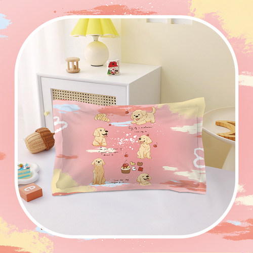 卡通金毛全棉枕套可爱寻回犬女生寝室单人枕头套可水洗机洗