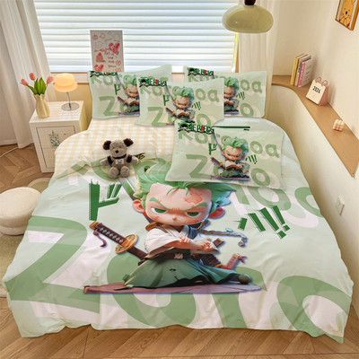 海贼王纯棉卡通四件套全棉路飞三件套动漫男生宿舍寝室单人床被套