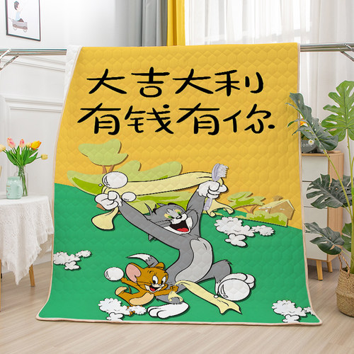 卡通猫和老鼠系列双面加厚牛奶绒单人办公室午休毯儿童披肩盖毯