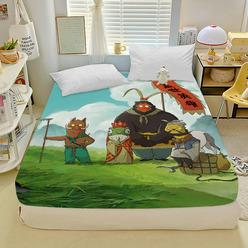 卡通浪浪山磨毛床笠可爱小妖怪男女生寝室儿童宿舍单人床单保护罩