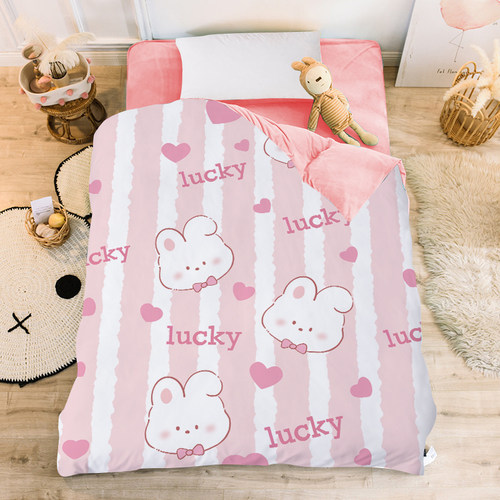 少女心冬季保暖水晶绒兔子被套