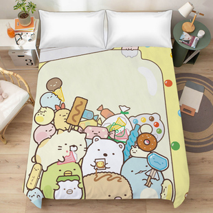 卡通可爱角落生物磨毛床单少女心卧室学生寝室床垫保护罩可水洗