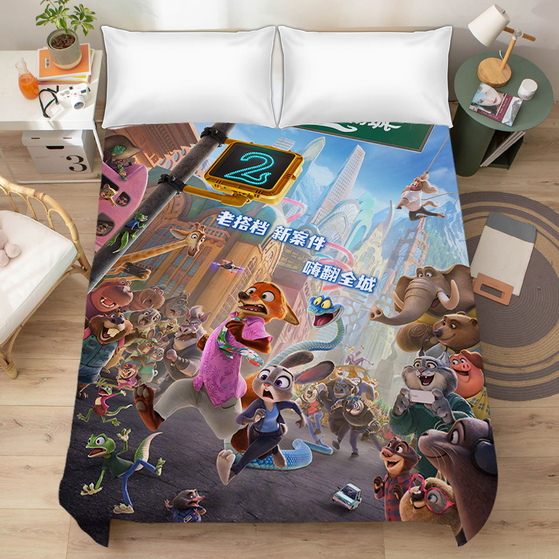 卡通磨毛疯狂动物城床单可爱兔子女生寝室儿童卧室可水洗单人被单