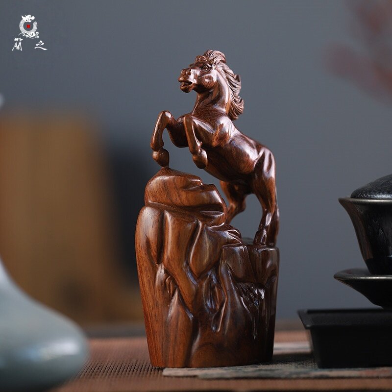 海南黄花梨木雕马摆件海黄油梨老料马到成功家居工艺品纯手工雕刻