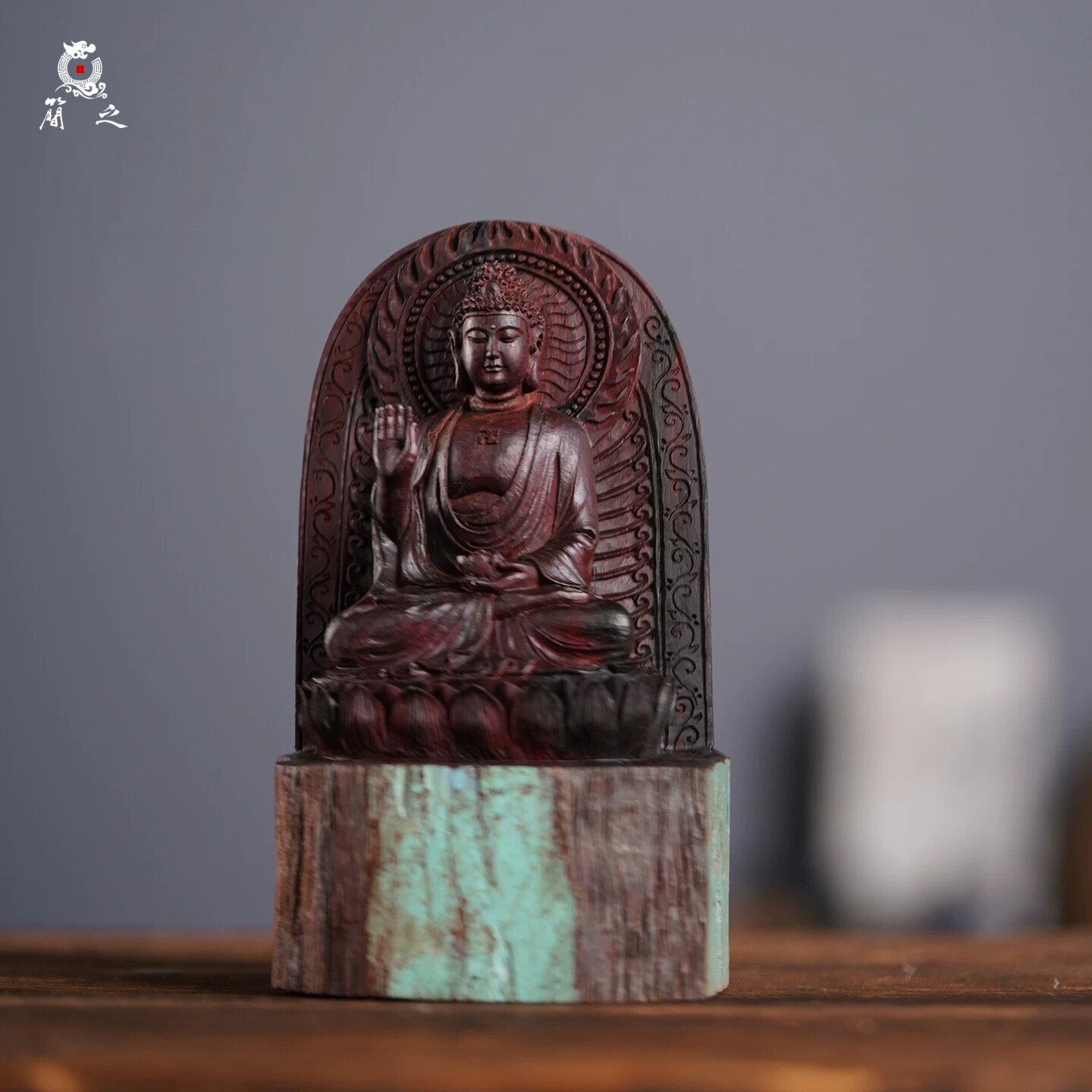 印度小叶紫檀阿弥陀佛木雕摆件