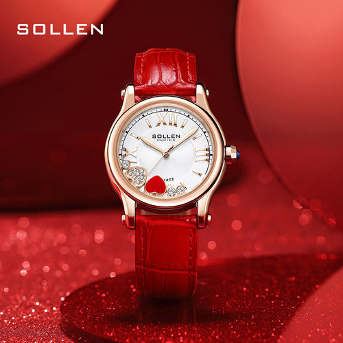 SOLLEN梭伦气质女表怦然心动石英女士皮带款夏季手表SL456