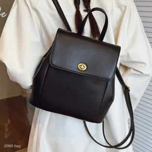 韩系时尚新款学生上课百搭洋气皮质休闲简约2025秋季女式双肩包