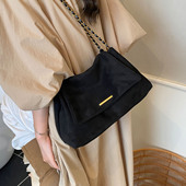 简约气质通勤绒面单肩包2025链条时尚 潮女高级感秋冬美拉德斜挎包
