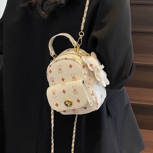 大学生上课时尚百搭小众复古迷你双肩包包女2026夏季新款简约背包