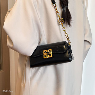 韩版 链条单肩斜挎包百搭通勤休闲潮 ins小众设计小方包女2025新款