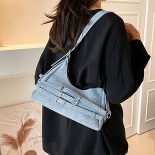 高级质感牛仔腋下包2025夏新款 超火流行饺子包百搭气质通勤单肩包