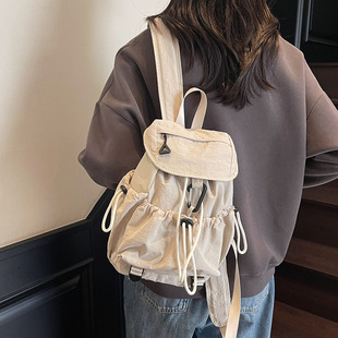 小众韩国抽绳双肩包女2025新款 休闲学生出游小背包登山包高级感