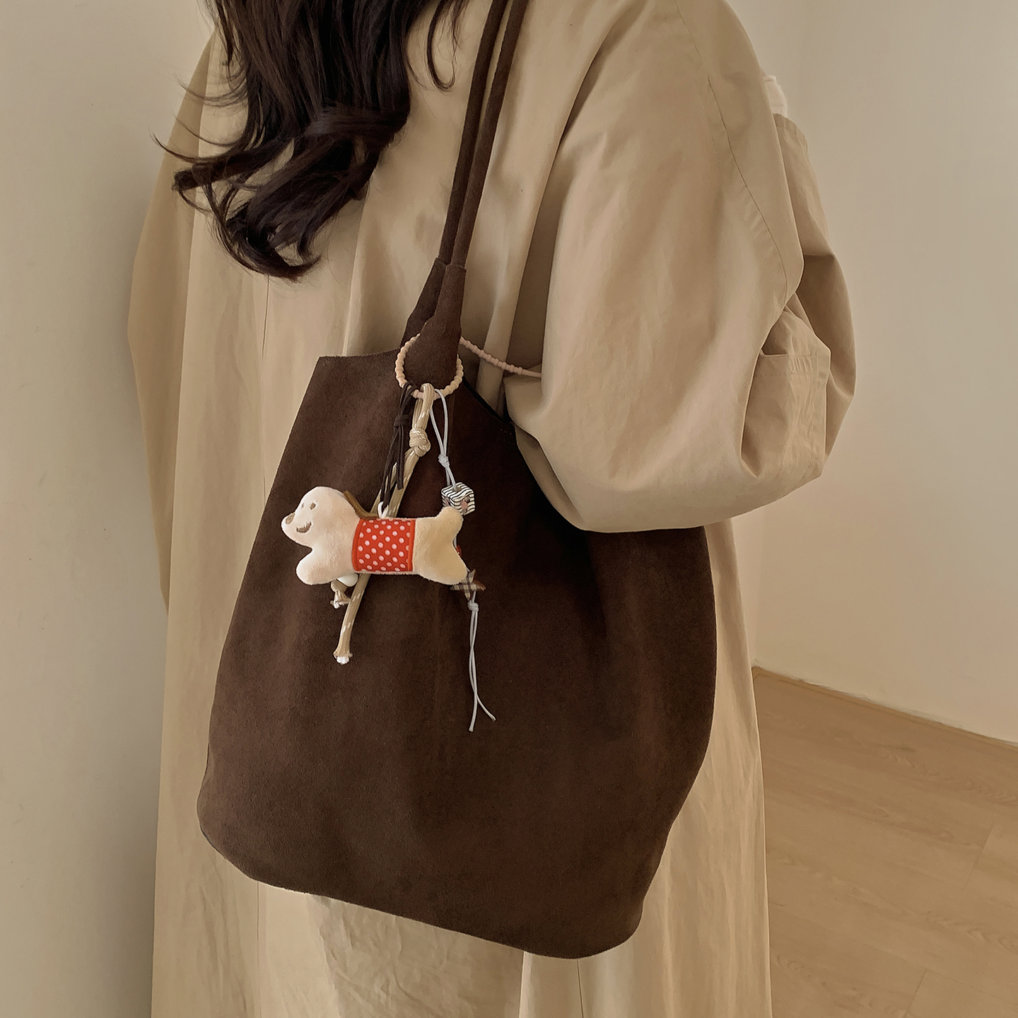 通勤休闲磨砂托特包女式2025百搭韩版气质ins大容量麂皮单肩包