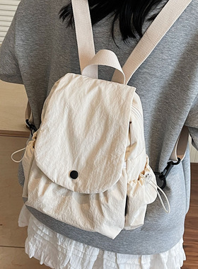 复古休闲风背包女2025新款简约时尚双肩包小众设计百搭通勤斜挎包