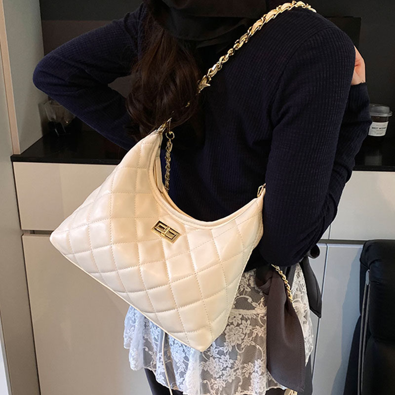 高级感菱格腋下包女2025春季新款时尚小香风单肩包上班通勤斜挎包,箱包皮具/热销女包/男包,腋下包,淘宝优惠券,粉丝福利购,淘宝优惠卷