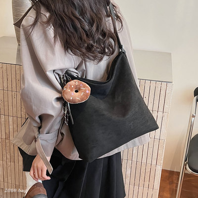 大容量麂皮绒托特包女式新款时尚潮流2026百搭单肩斜跨包休闲冬