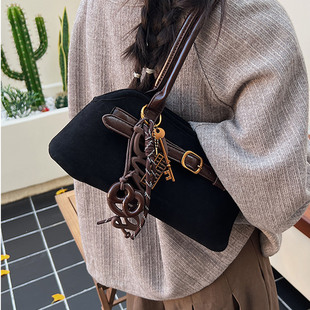 时尚 手提腋下包 气质高级感麂皮绒单肩斜挎百搭简约精致2025秋季