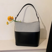 质感时尚 爆款 撞色拼接大容量包包女2025法式 水桶包小众百搭单肩包