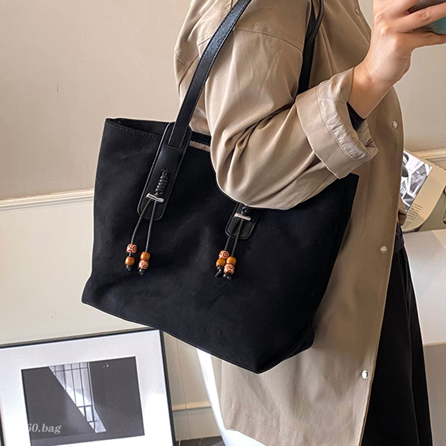洋气秋冬绒面大容量百搭简约韩系时尚休闲单肩手提2025女式托特包