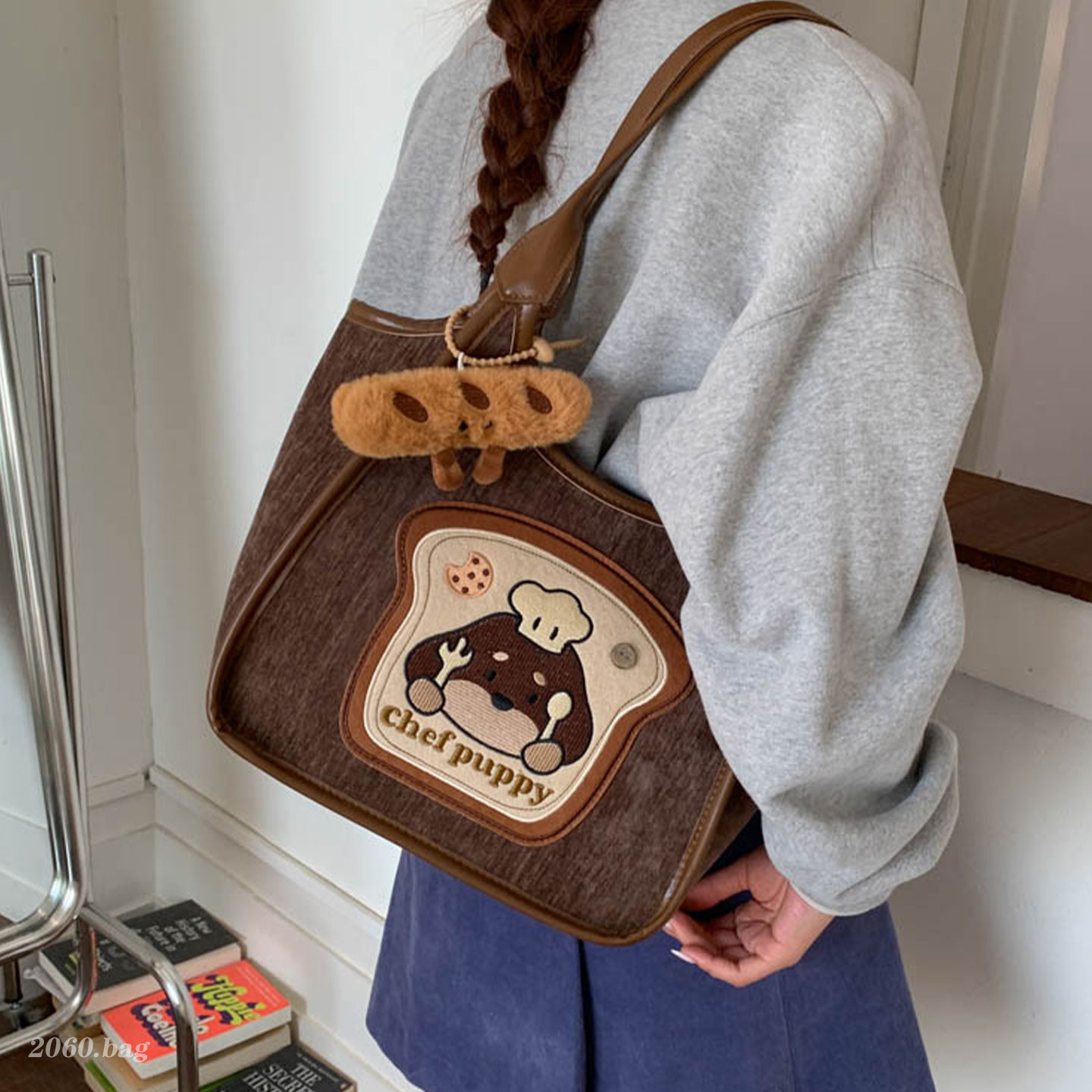 洋气时尚可爱少女感卡通图案休闲百搭单肩手提2025秋冬女式托特包