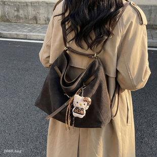 复古简约双肩包女大容量通勤托特包2026新款高级感时尚单肩斜跨包