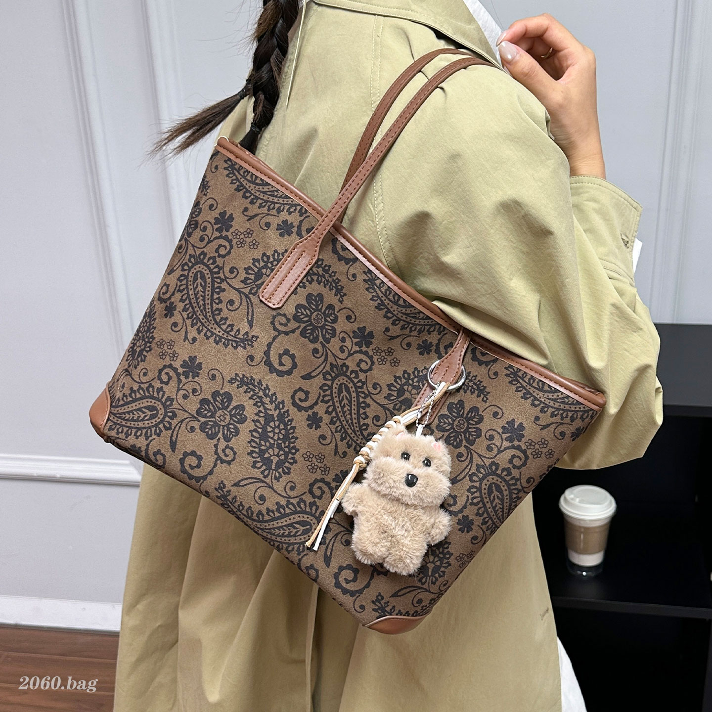 复古印花托特包女大容量2025新款百搭休闲时尚潮韩版简约单肩包