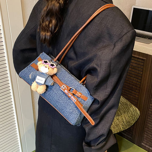 韩版气质腋下包包2026新款女式简约卡通牛仔精致休闲高级感单肩包