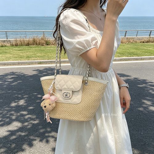 海边度假风大容量草编托特包