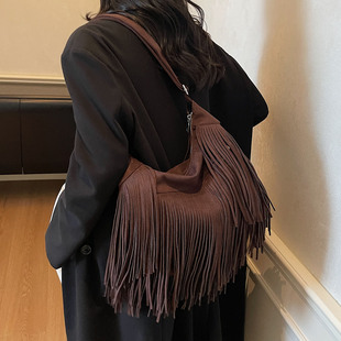 麂皮流苏大容量托特包2025时尚新款潮女式通勤单肩包爆款斜挎包