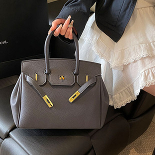 高级感洋气手提包2025新款春季时尚铂金凯莉包大容量百搭单肩女包