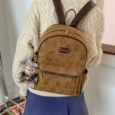 大容量简约印花双肩包包2025通勤学生上课秋冬新款网红洋气大包包