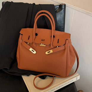 荔枝纹单肩包斜挎包 小众时尚 法国高级感手提凯莉包女2025春季 新款