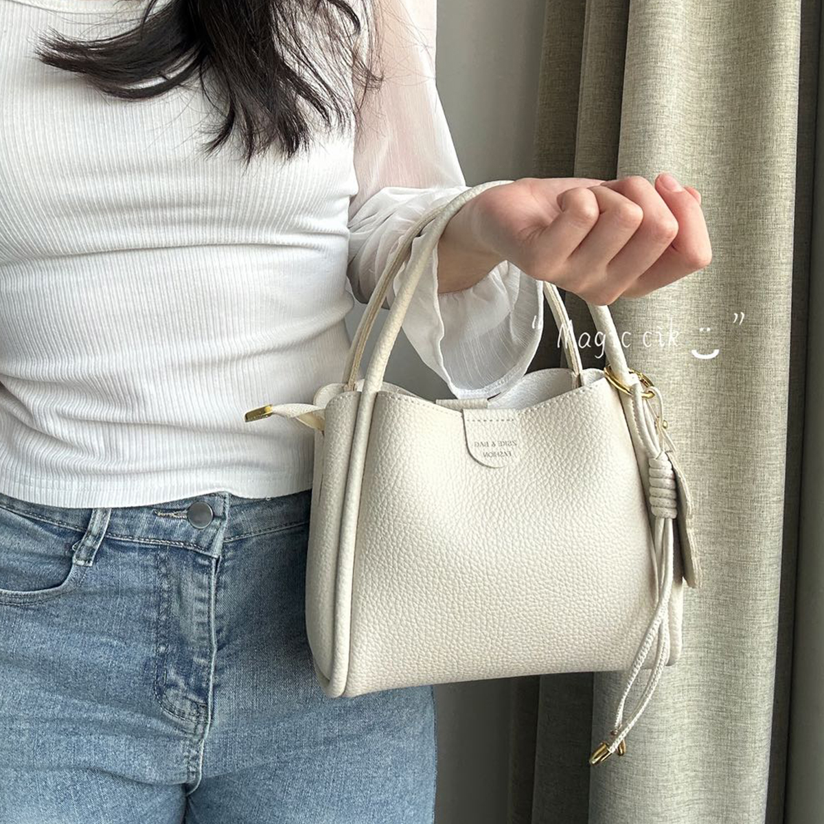 小众设计简约斜挎水桶包