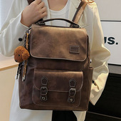 复古休闲大容量双肩包2025新款 时尚 百搭旅行包学生上课通勤单肩包
