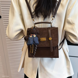 日韩复古简约麂皮绒2026女秋季新款通勤百搭单肩手提斜挎双肩背包