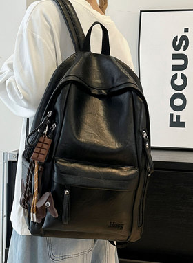 2025新款复古双肩包女气质学生上课外出通勤风大容量轻便电脑背包