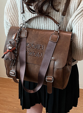 复古休闲双肩包女2025冬季新款时尚潮流百搭公文包大学生上课通勤