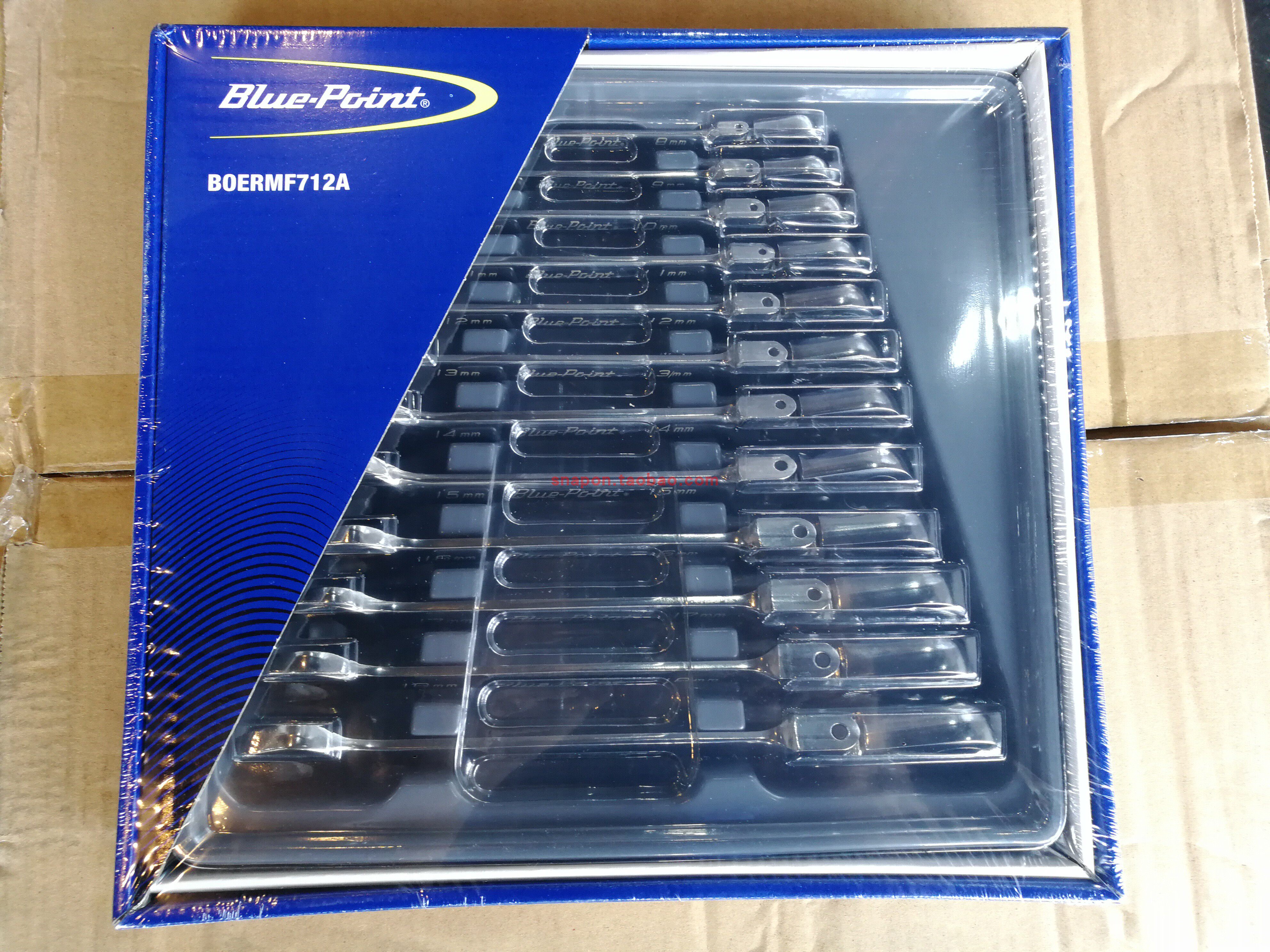 蓝点12件公制双向活动棘轮梅开扳手组套