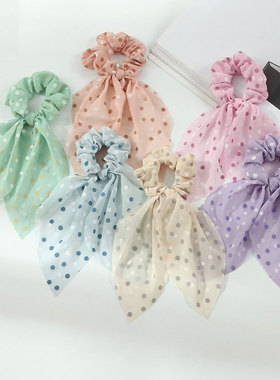 大肠圈飘带布日韩成人女发饰