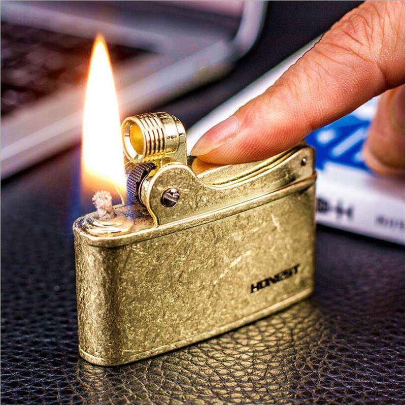 海鹰经典磕头砂轮煤油打火机精致原铜雪花高档男士礼品礼盒装