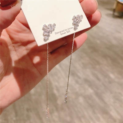 日韩简约锆石闪亮纯银小众