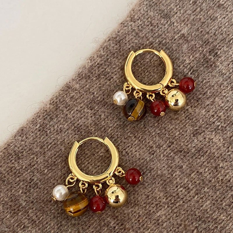 欧美时尚气质优雅个性饰品天然玛瑙石吊坠圆环设计感耳饰,饰品/流行首饰/时尚饰品新,耳环,淘宝优惠券,粉丝福利购,淘宝优惠卷